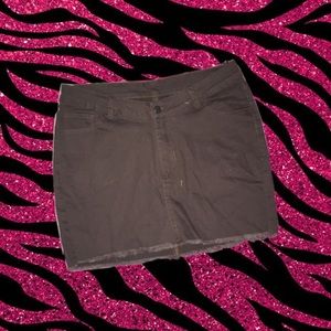 Raw Hem Brown Denim Skirt